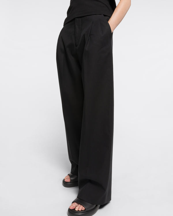 COTTON WIDE-LEG PANTS - BLACK – AZ Factory - High-End Designer Fashion