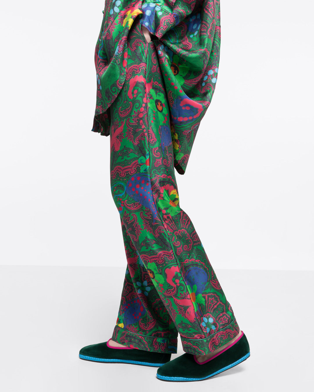 GUCCI Printed silk-twill wide-leg pants