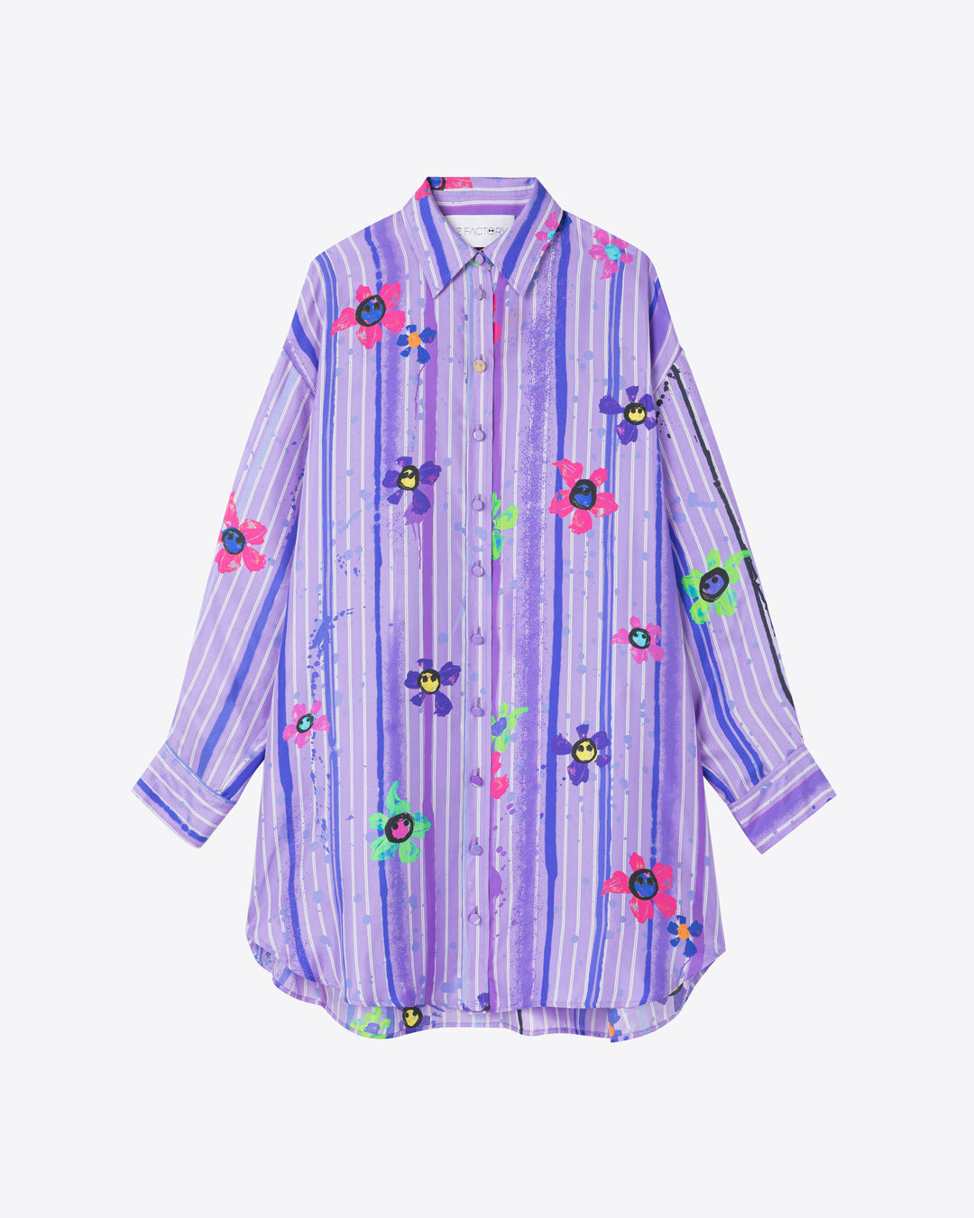 SILK-TWILL SHIRT DRESS - SPLASH PURPLE - AZ Factory