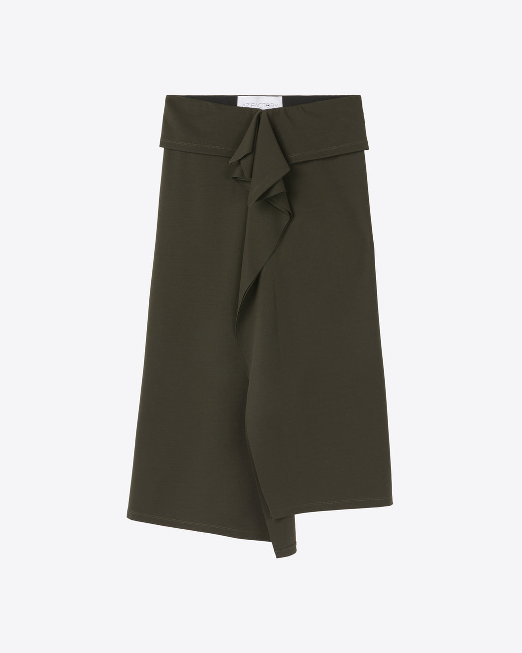 RUFFLED JERSEY SKIRT - DARK KHAKI