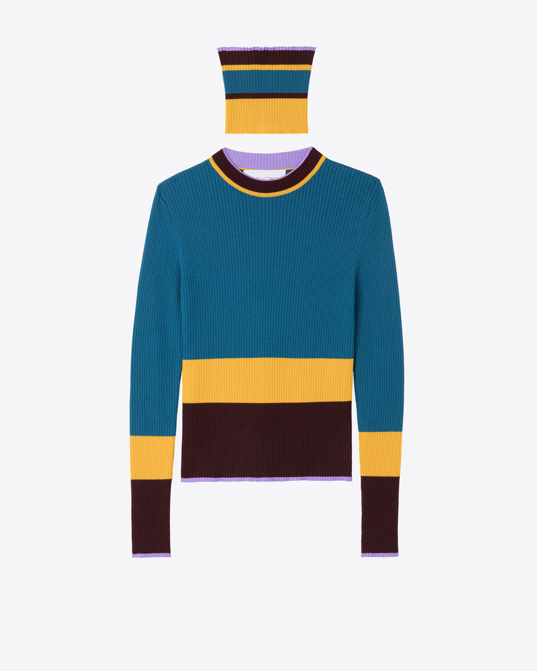 COLORBLOCK CREWNECK WITH A SNOOD - BLUETTE STRIPES – AZ Factory