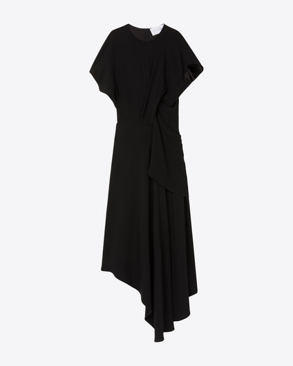 DRAPED ASYMMETRIC DRESS - BLACK