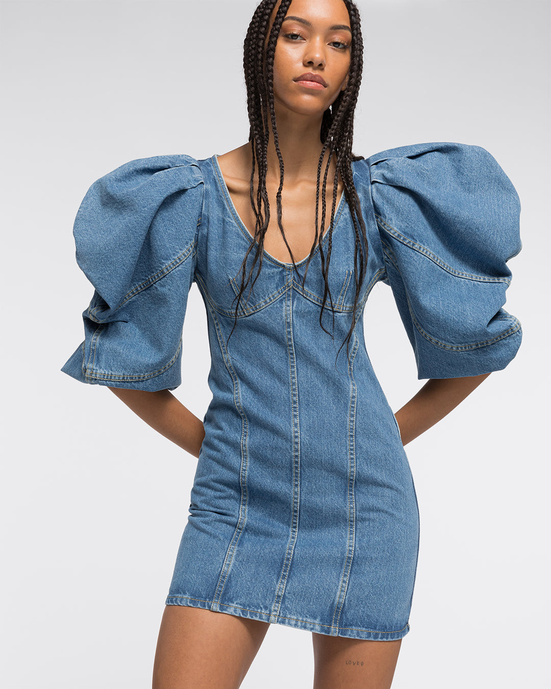 Long Puff Sleeve Denim Dress in … curated on LTK