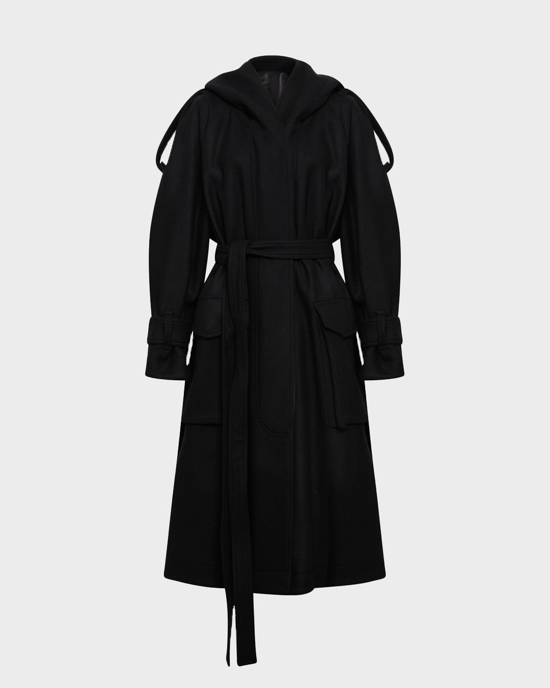 HOODED SWING COAT - BLACK – AZ Factory - High-End Designer Fashion