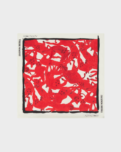 MEERKAT SILK SCARF - RED/ECRU