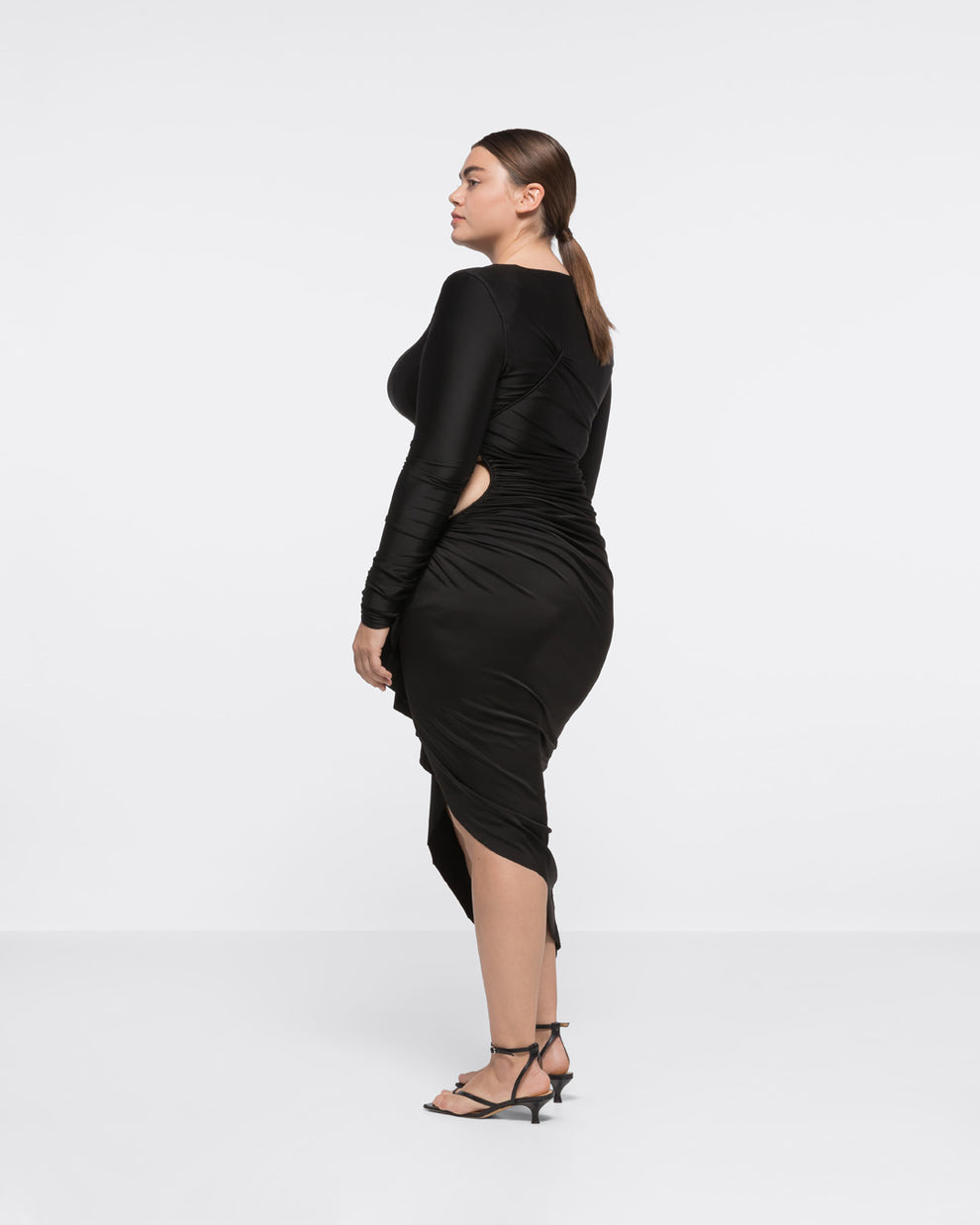 RUFFLE SIDE CUT-OUT DRESS - BLACK - AZ Factory