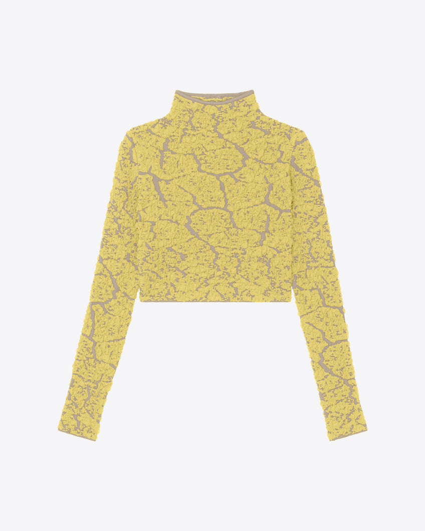 JACQUARD TURTLENECK CROP TOP - YELLOW/SAND - AZ Factory