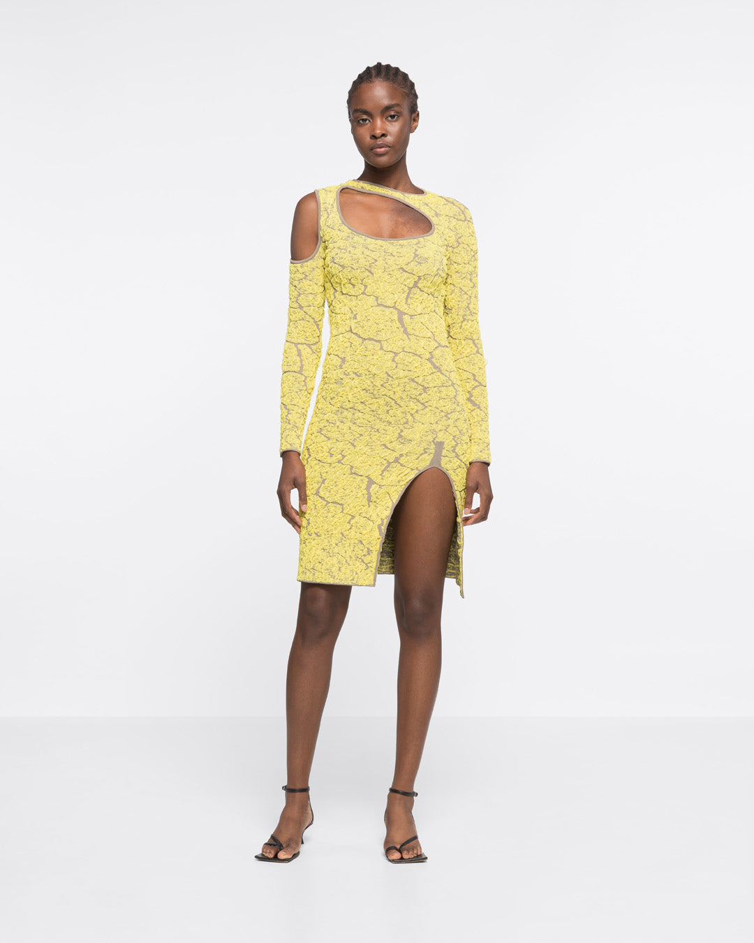 JACQUARD KNIT CUT-OUT DRESS - YELLOW/SAND – AZ Factory - High-End