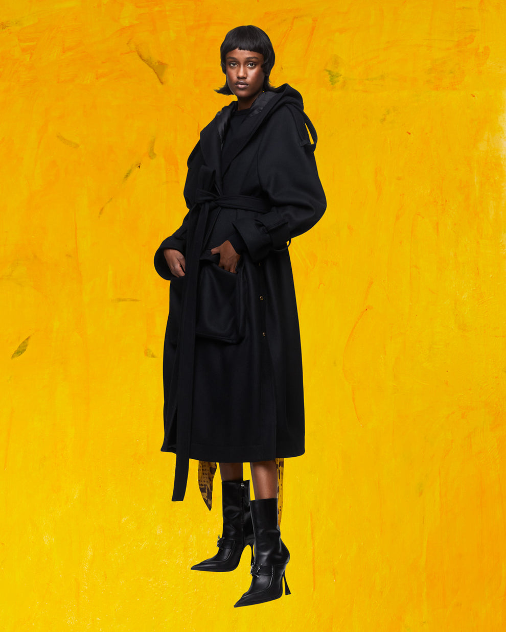 HOODED SWING COAT - BLACK – AZ Factory - High-End Designer Fashion
